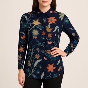 Maje Navy Rimbaud Baroque Print Blouse – Size S – NWT